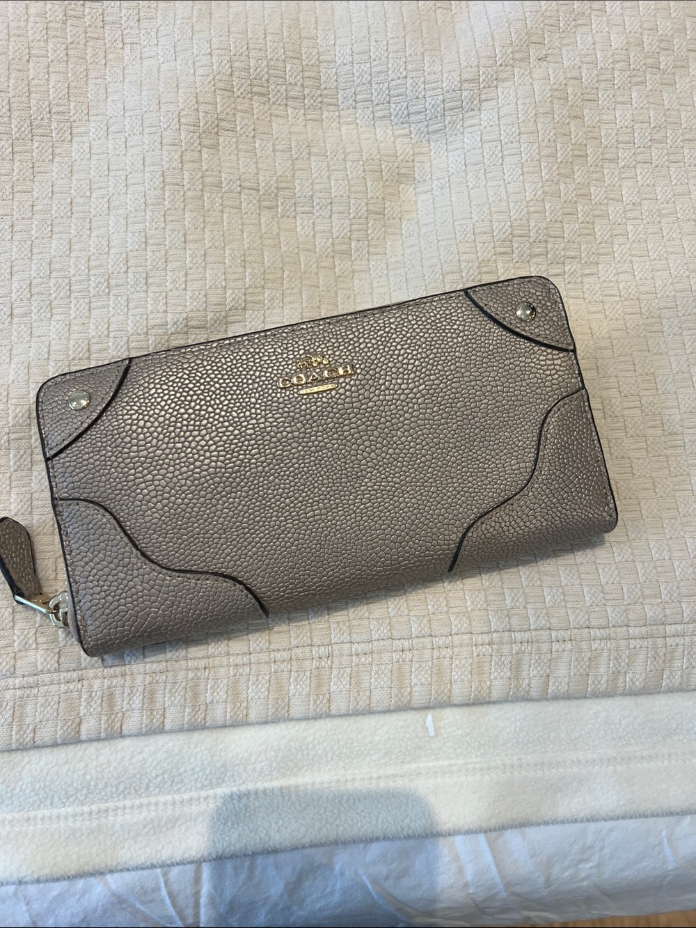 Coach Metallic Pewter Zip-Around Wallet